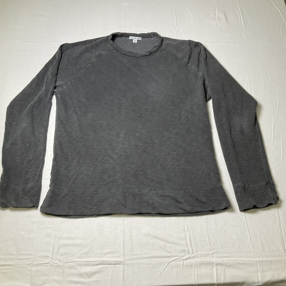 James Perse French Terry Sweatshirt Crew Pullover Mens 2 Gray Soft USA Made 536